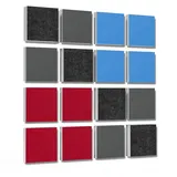 platino24 Akustikplatte 16 Elemente 3D-Set Colore Quadrat 27,5 x 27,5 cm Multicolore grau