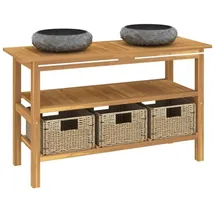 vidaXL Waschtisch mit Schwarzen Marmorbecken Massivholz Teak