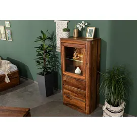 MASSIVMOEBEL24.DE Vitrine Toronto 70 x 40 x 145 cm Dunkelbraun gewachst