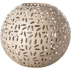Windlicht FINK "DARIA", beige (taupe), H:20cm Ø:24cm, Eisen, Kerzenhalter, Kerzenhalter aus Eisen, pulverbeschichtet, mit Cut-Outs