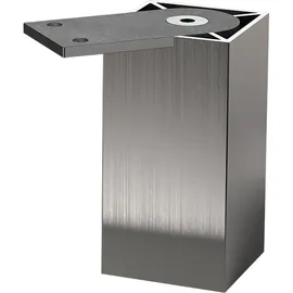 Ebb Möbelfuß Capri 50x50mm, Höhe 150mm - Sockelfuß 10mm Höhenverstellbar, Aluminium Edelstahl Effekt - Ebb