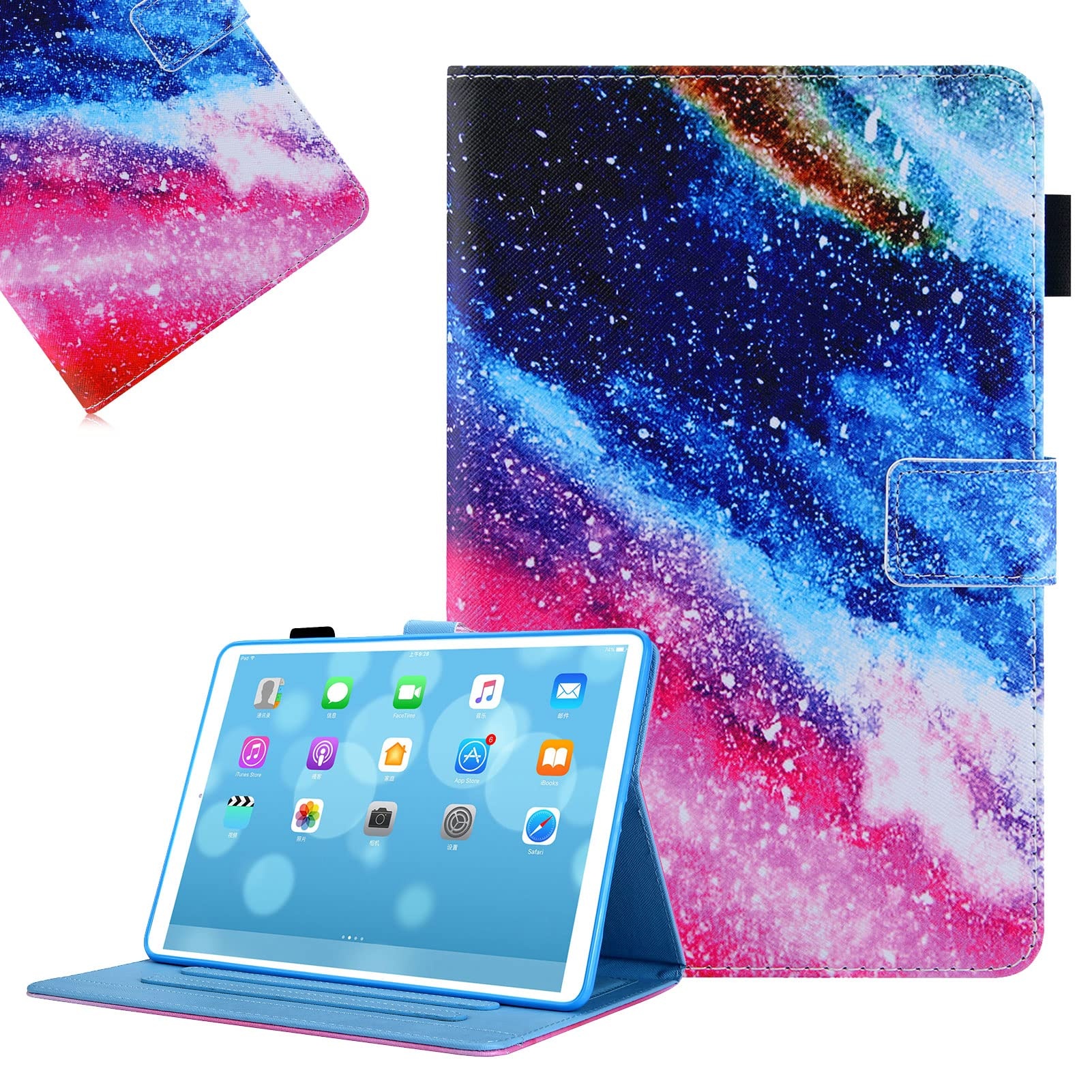 Hülle für iPad Mini 6. Generation 2021 (8,3 Zoll), LCHDA Gemalt PU Leder Tasche Smart Cover Magnetisch Folio Ständer Klapp Schutzhülle mit Auto Schlaf/Wachen Funktion - Bunte Galaxie