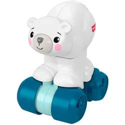 Fisher-Price Eisbär zum Hinterherkrabbeln, Aktivitätskrabbelspielzeug für Babys mit sensorischen Details
