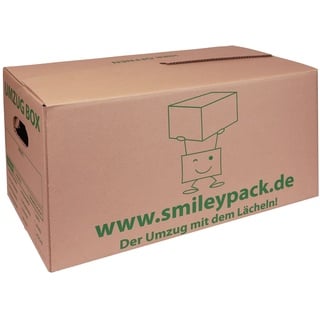 smiley pack 20 x Umzugskarton 621 x 301 x 331 mm bis 40 kg belastbar Profi Box stabil Umzugskiste Umzugskartons groß und stabil wie zweiwellig (Sets zwischen 5 und 240 Stück)