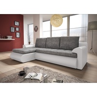 Sofnet Ecksofa Santi, mit Schlaffunktion und Bettkasten, L-Form Couch, Schlafsofa mit Wellenfeder, Bettsofa weiß