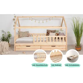 TICAA Hausbett Kay 140 x 200 cm Kiefer braun