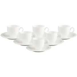 Villeroy & Boch White Pearl Espressotassen mit Untertassen 6-tlg. weiß