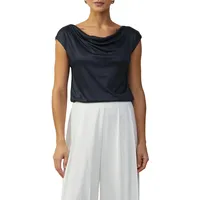 S.Oliver BLACK LABEL T-Shirt mit Wasserfall-Ausschnitt, blau,