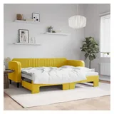 vidaXL Tagesbett Ausziehbar Gelb 90x200 cm Samt - Gelb