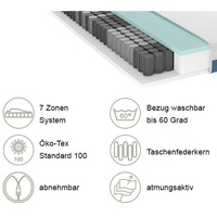 Schlaraffia Taschenfederkernmatratze Impulse 250 Tfk, Blau, Weiß, Textil, H5, 100x200 cm, Härtegradauswahl, Bezug abnehmbar/waschbar, atmungsaktiv, schadstoffgeprüft, Schlafzimmer, Matratzen Shop, Matratzen, Taschenfederkernmatratzen