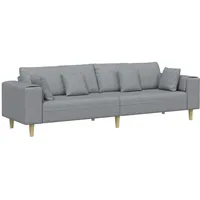 VidaXL Stoffsofa mit Kissen Hellgrau 208 cm Stoff
