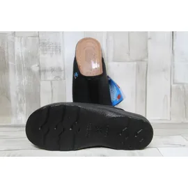 FLY FLOT Herren Hausschuh Pantoffel Schlupfschuh gepolsterte Lederdecksohle, Größe:47 EU, Farbe:Schwarz - Schwarz - 47