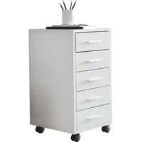 FineBuy FineBuy, Rollcontainer, Rollcontainer Holz Rollen Standcontainer 33x63x38cm Weiss