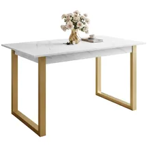 lookway ARTON GOLD II 140 cm ausklappbarer Tisch Marmor Levanto gold