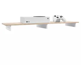 Vladon TV-Aufsatz 138,5x9,5x34,5 cm Weiß matt/Eiche Holzwerkstoff