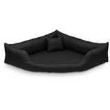 Juelle Orthopädisches Hundebett Eckbett Hundebett mit Orthopädischer Matratze für Große Hunde Abnehmbarer Bezug, Waschbar, Dakota M-XXL (130x95 cm, Schwarz)