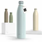 LARS NYSØM Edelstahl Trinkflasche 350ml, 500ml, 750ml, 1L, 1 5 liter | Thermosflasche Kohlensäure geeignet | Auslaufsichere Wasserflasche für Sport, Outdoor, Schule (Misty Blue, 1000ml)