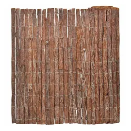 vidaXL Rindenzaun 100 x 600 cm Braun/Holz