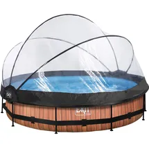 EXIT TOYS Wood Pool Set 360 x 76 cm inkl. Filterpumpe und Abdeckung