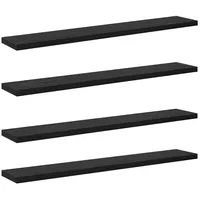 VidaXL Bücherregal 4er Set schwarz, Eichenholz, 60x10x1,5 cm, Ingenieurholz