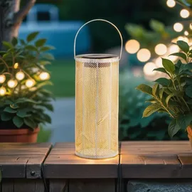 Marrakesch Orient & Mediterran Interior Marrakesch 2er Set Solarlaternen Solarlampen für außen mit Henkel aus Metall 30cm Groß | Boho Deko Outdoor Solar LED Laterne Wetterfest Bamba Weiss IP65 Wasserdicht als Gartendeko im Garten