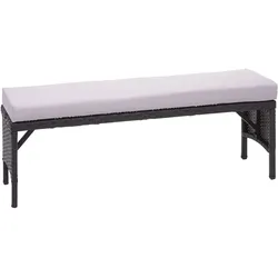 Poly-Rattan Sitzbank MCW-G16, Gartenbank Rattanbank, Gastronomie 112cm ~ schwarz, Kissen hellgrau