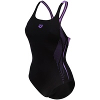 Arena Damen Women's Pro Back Graphic Lb One Piece Swimsuit, Black-Lavanda, 34 EU