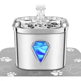 EUARY Edelstahl katzenbrunnen trinkbrunnen mit LED-Licht,2.5L,Ultra-Leise,wasserspender Fountain USB-Stromversorgung wasserbrunnen und Aktivkohle, 5-stufige Filtration, für cat Katzen und Hunde,Katze
