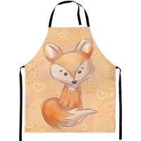 Kinderschürze Kind Malschürze Kunstkittel Kochschürze Apron Werkschürze mit einem Fullprint motiv Oranger Fuchs [074]