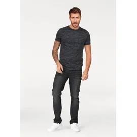 Bruno Banani T-Shirt BRUNO BANANI, Herren, Gr. 3XL (64/66), schwarz (schwarz, meliert), Single Jersey, Obermaterial: 60% Baumwolle, 40% Polyester, meliert, slim fit, Rundhals, Shirts T-Shirt, Kurzarm, Slim Fit, unifarben, Rundhalsausschnitt, Topseller