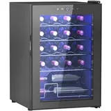 HOMCOM Weinkühlschrank, 53 L Getränkekühlschrank für 20 Flaschen, Weinklimaschrank, Flaschenkühlschrank mit Innenbeleuchtung, Touch, 5-18°C, Schwarz