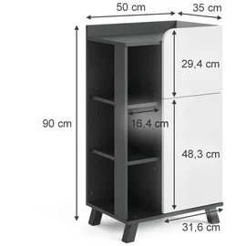Vicco Midischrank Karen 50 x 90 cm Anthrazit/Weiß