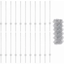 vidaXL Zaun mit Pfosten 0,8 x 25 m Silber/Stahl