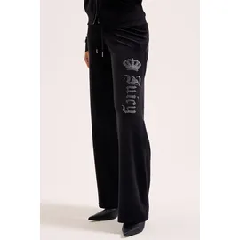 Juicy Couture Sweathose JUICY COUTURE "GOTHIC CROWN OG STRAIGHT LOW RISE PANTS. Damen", Damen, Gr. S, EURO-Größen, schwarz, Samt, 95% Polyester, 5% Elasthan, Hosen Sweathose, Trainingshose Damen, Sweathose, Velour, Jogginghose mit Glitzer, Sale