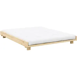 Bettgestell KARUP DESIGN "Social Bed, Bett mit oder ohne verstellbares Zubehör, ohne Matratze", kiefer klar lackiert, B:168cm H:23cm L:204cm, Betten, Bett wahlweise mit oder ohne Rückenlehnen und Ablagen. Ohne Matratze