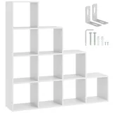 Tectake tectake® Bücherregal, praktisches Würfeldesign, rutschfeste Bodenschoner, 130 x 29 cm x 130 cm