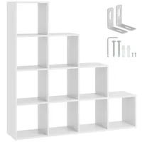 Tectake tectake® Bücherregal, praktisches Würfeldesign, rutschfeste Bodenschoner, 130 x 29 cm x 130 cm