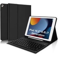 IVEOPPE iPad 9 Generation Hülle mit Tastatur - iPad Tastatur Hülle für iPad 10,2 2021, Wireless Tastatur iPad,QWERTZ-Tastatur für iPad 9./8./7. Gen, iPad Air 3. Gen, iPad Pro 10,5, iPad 10,2 Zoll