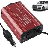 300W Spannungswandler 12V 230V Wechselrichter, Wechselrichter 12V auf 230V Spannungswandler,12 auf 230 Inverter mit EU Steckdose 2 USB Anschlüsse KFZ Zigarettenanzünder Stecker, Stromwandler