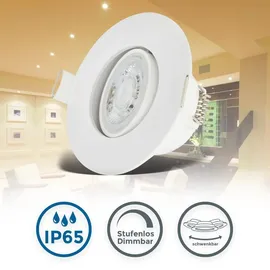 B.K.Licht Einbauleuchte 5er Set IP65 dimmbar Kunststoff 9 x 4,2 cm weiß