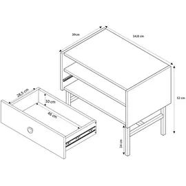 Selsey Nachtschrank Divenos 54,8 x 0 x 52 cm Schwarz