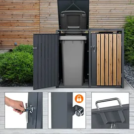 ML-Design Mülltonnenbox 4er 264 x 80 x 116,3 cm anthrazit-holzoptik