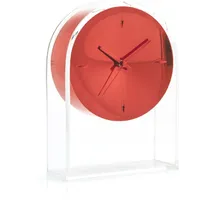 Kartell Air du Temps Tischuhr, Plastik, Kristallklar/rot, 21.5 x