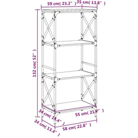 vidaXL Bücherregal 4 Böden 59 x 35 x 132 cm Braun