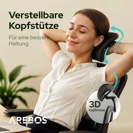 Arebos Bürostuhl Ergonomisch Schwarz
