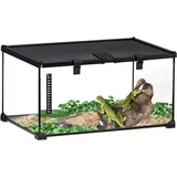 PawHut Terrarium mit abschließbarem Meshdeckel schwarz 50L x 30B x 25H cm