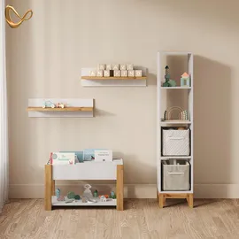 livinity® Kinderregal Mailo 80 x 46 cm Eiche weiß