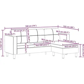 vidaXL Modulsofa 3-Sitzer Kunstleder Weiß