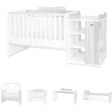 Lorelli Babybett Multi, Jugendbett, Schreibtisch, Wickeltisch, mehrfach umbaubar grau