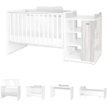 Lorelli Babybett Multi, Jugendbett, Schreibtisch, Wickeltisch, mehrfach umbaubar grau